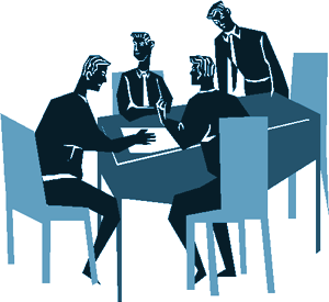 A graphical representation of a conference meeting.
